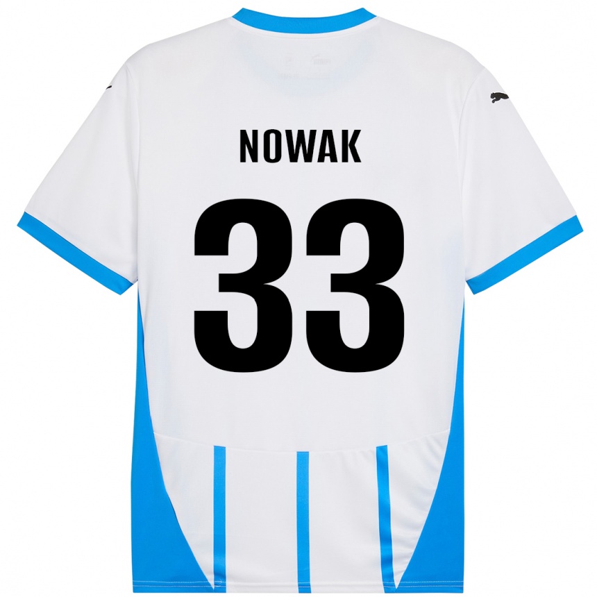 Kids Football Julie Nowak #33 White Blue Away Jersey 2024/25 T-Shirt Canada