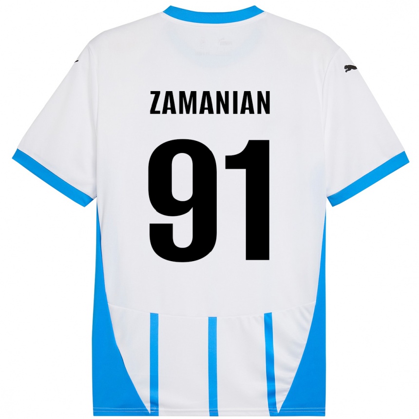 Kids Football Annahita Zamanian #91 White Blue Away Jersey 2024/25 T-Shirt Canada