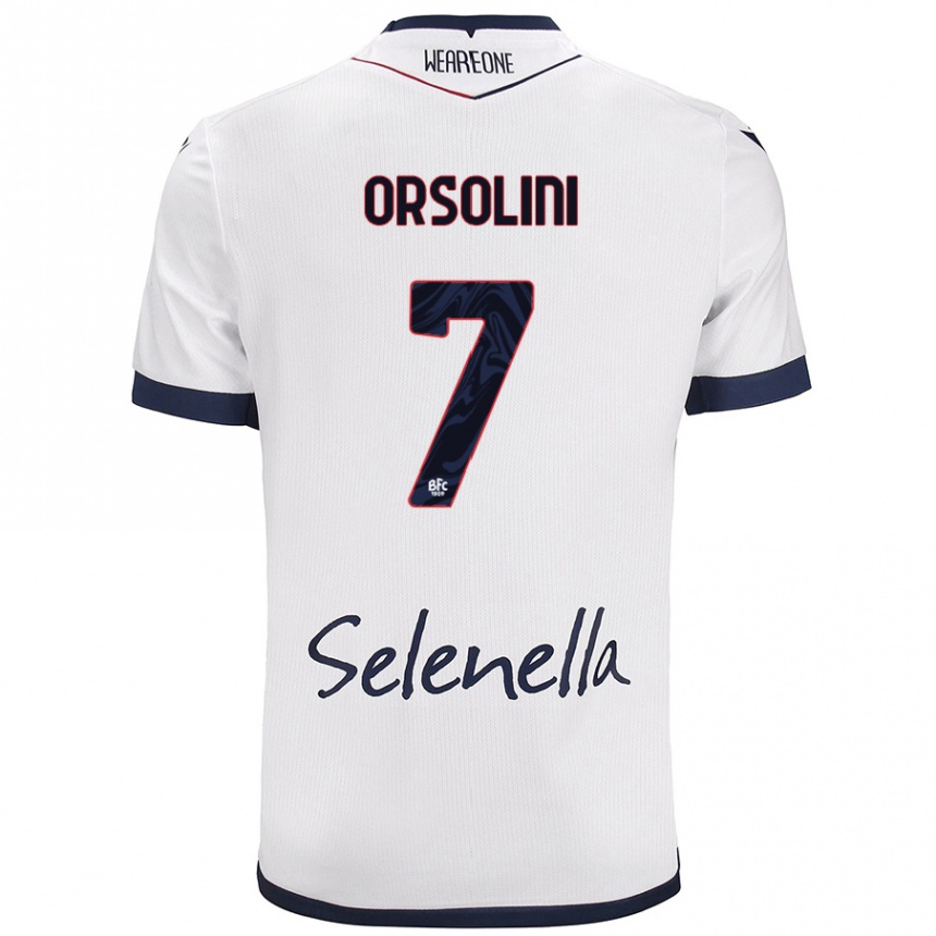 Enfant Football Maillot Riccardo Orsolini #7 Blanc Bleu Royal Tenues Extérieur 2024/25 Canada