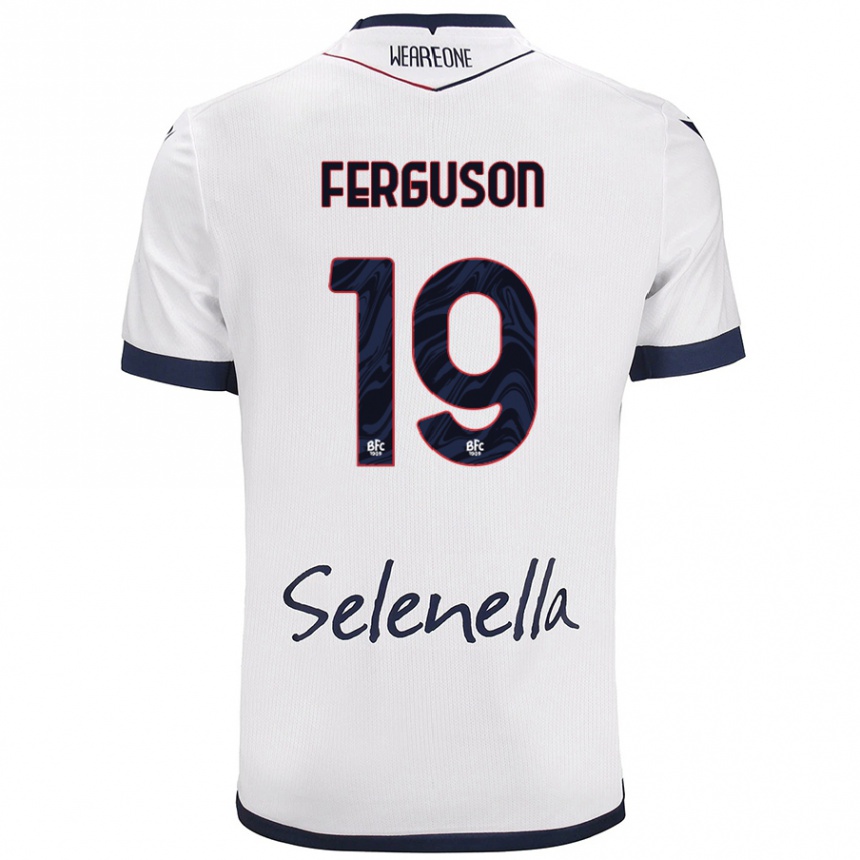 Enfant Football Maillot Lewis Ferguson #19 Blanc Bleu Royal Tenues Extérieur 2024/25 Canada