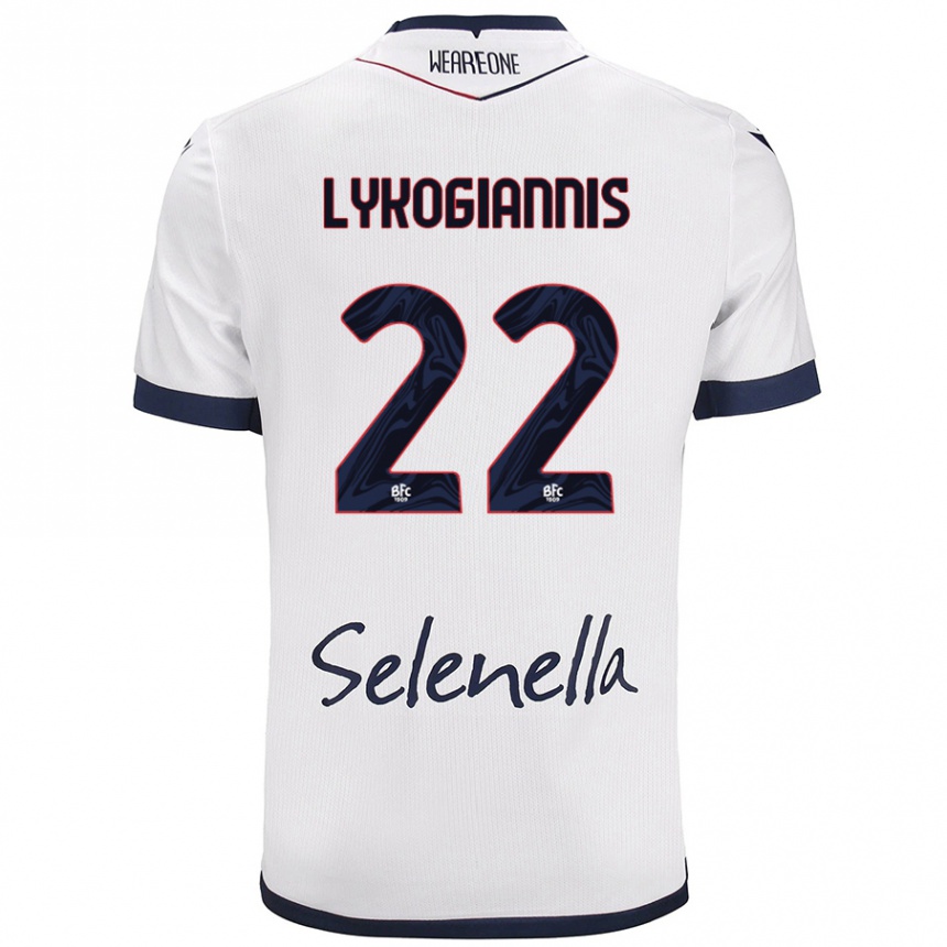 Kids Football Charalampos Lykogiannis #22 White Royal Blue Away Jersey 2024/25 T-Shirt Canada