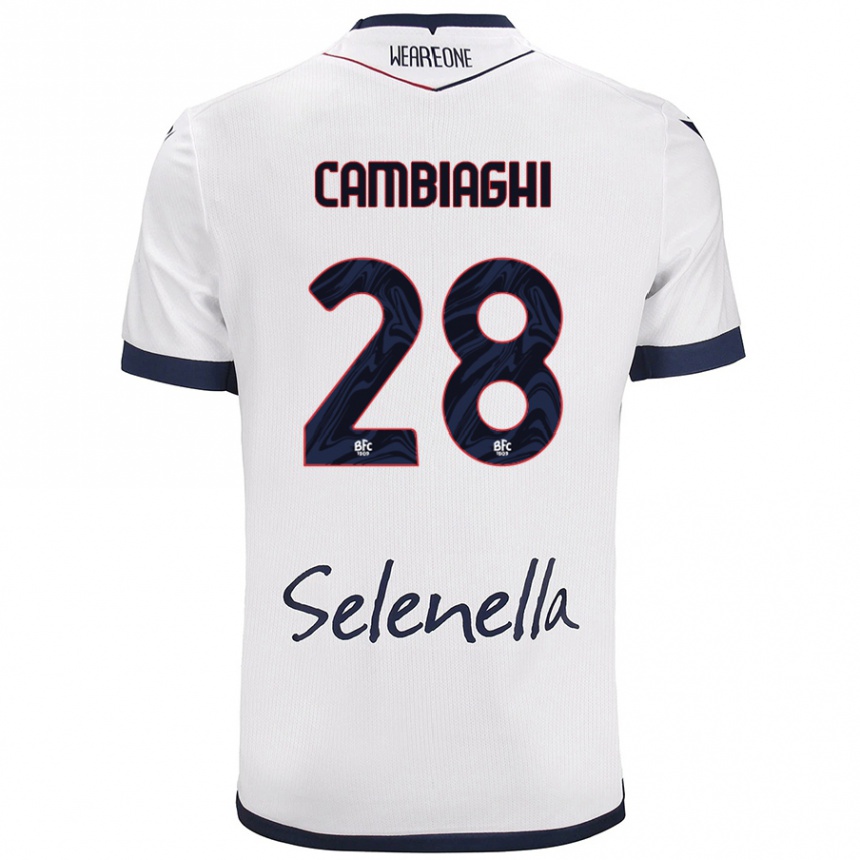 Kids Football Nicolò Cambiaghi #28 White Royal Blue Away Jersey 2024/25 T-Shirt Canada