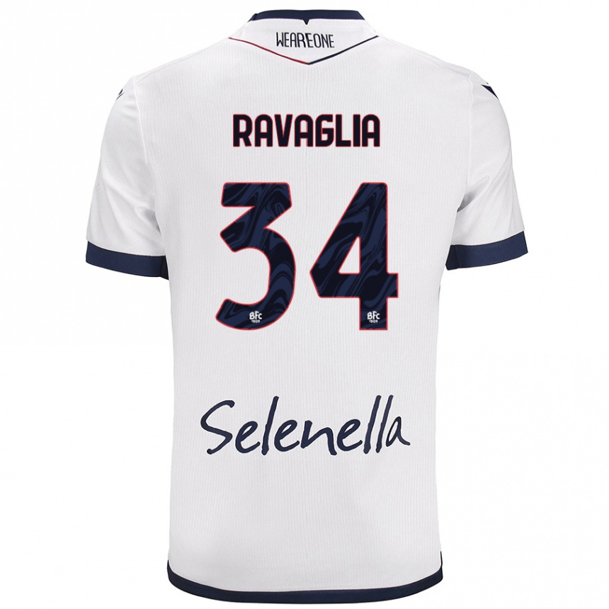 Enfant Football Maillot Federico Ravaglia #34 Blanc Bleu Royal Tenues Extérieur 2024/25 Canada