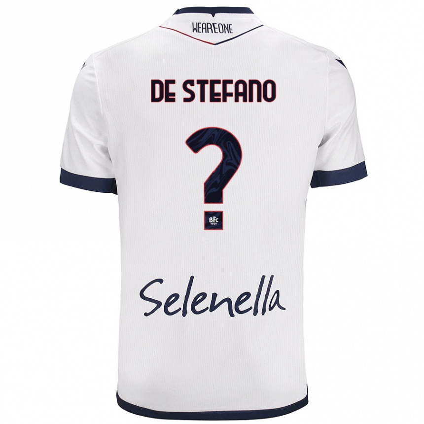 Kids Football Nicolò De Stefano #0 White Royal Blue Away Jersey 2024/25 T-Shirt Canada