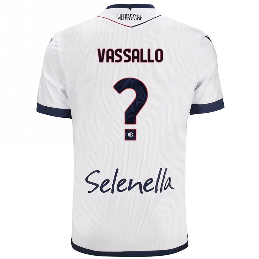 Enfant Football Maillot Giacomo Vassallo #0 Blanc Bleu Royal Tenues Extérieur 2024/25 Canada