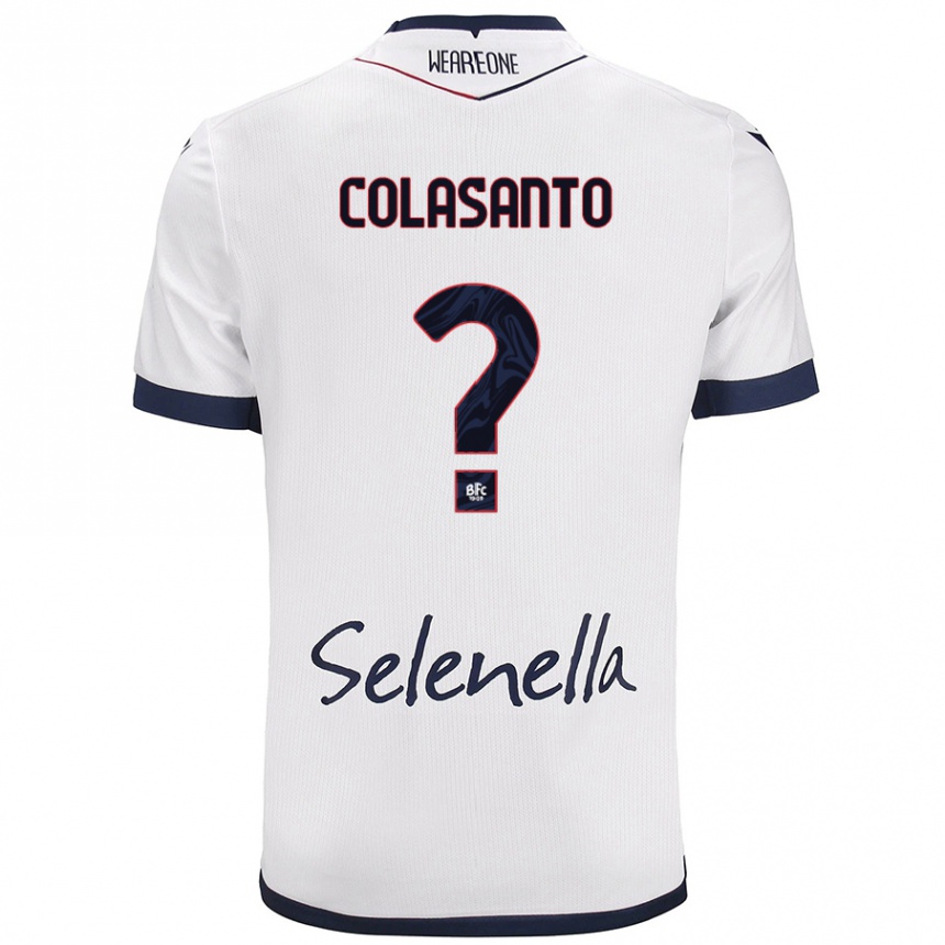 Enfant Football Maillot Pietro Colasanto #0 Blanc Bleu Royal Tenues Extérieur 2024/25 Canada