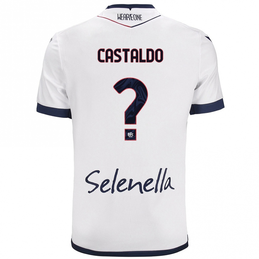 Enfant Football Maillot Francesco Castaldo #0 Blanc Bleu Royal Tenues Extérieur 2024/25 Canada