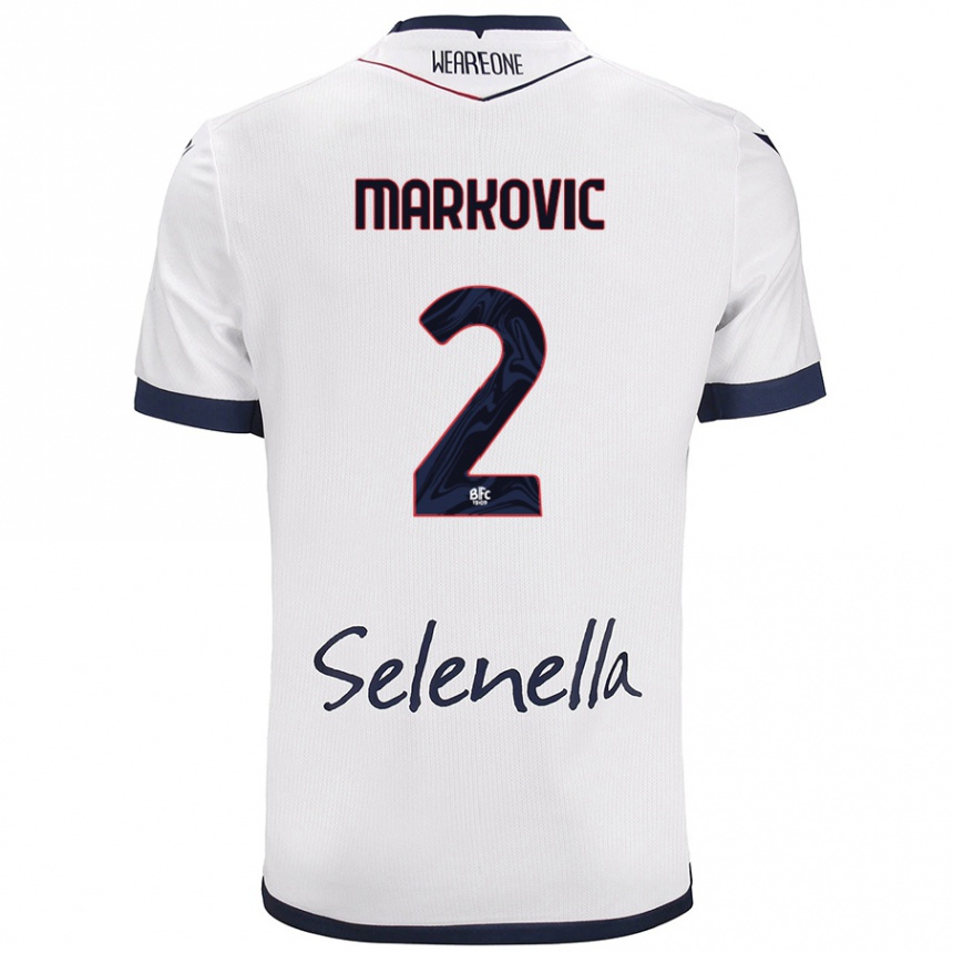 Enfant Football Maillot Petar Markovic #2 Blanc Bleu Royal Tenues Extérieur 2024/25 Canada