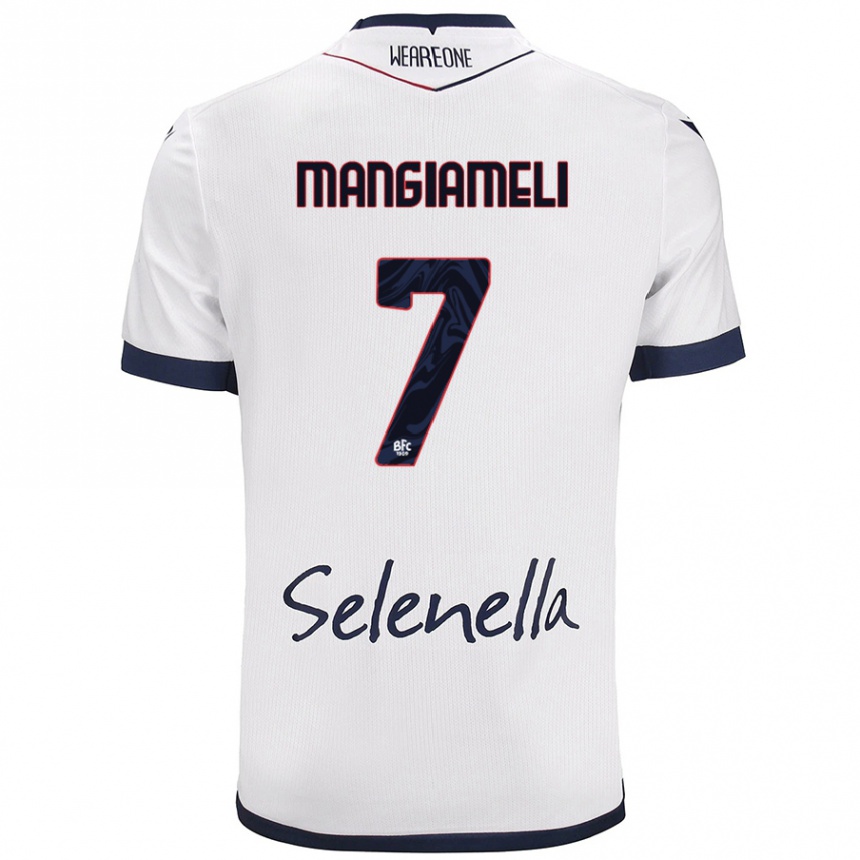 Enfant Football Maillot Federico Mangiameli #7 Blanc Bleu Royal Tenues Extérieur 2024/25 Canada