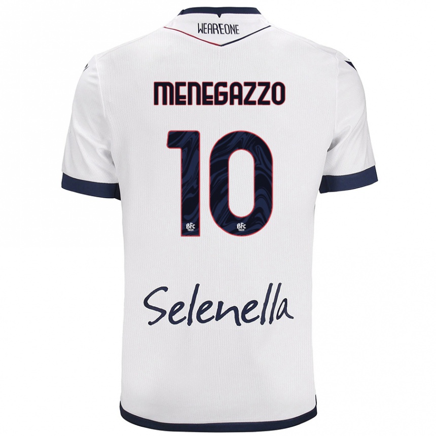 Enfant Football Maillot Lorenzo Menegazzo #10 Blanc Bleu Royal Tenues Extérieur 2024/25 Canada