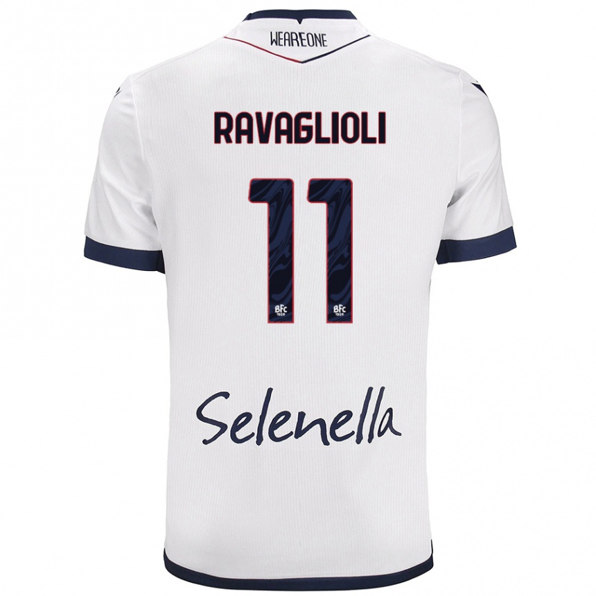 Kids Football Tommaso Ravaglioli #11 White Royal Blue Away Jersey 2024/25 T-Shirt Canada