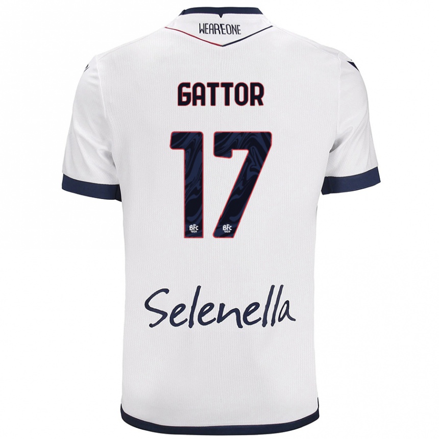 Enfant Football Maillot Gianluca Gattor #17 Blanc Bleu Royal Tenues Extérieur 2024/25 Canada