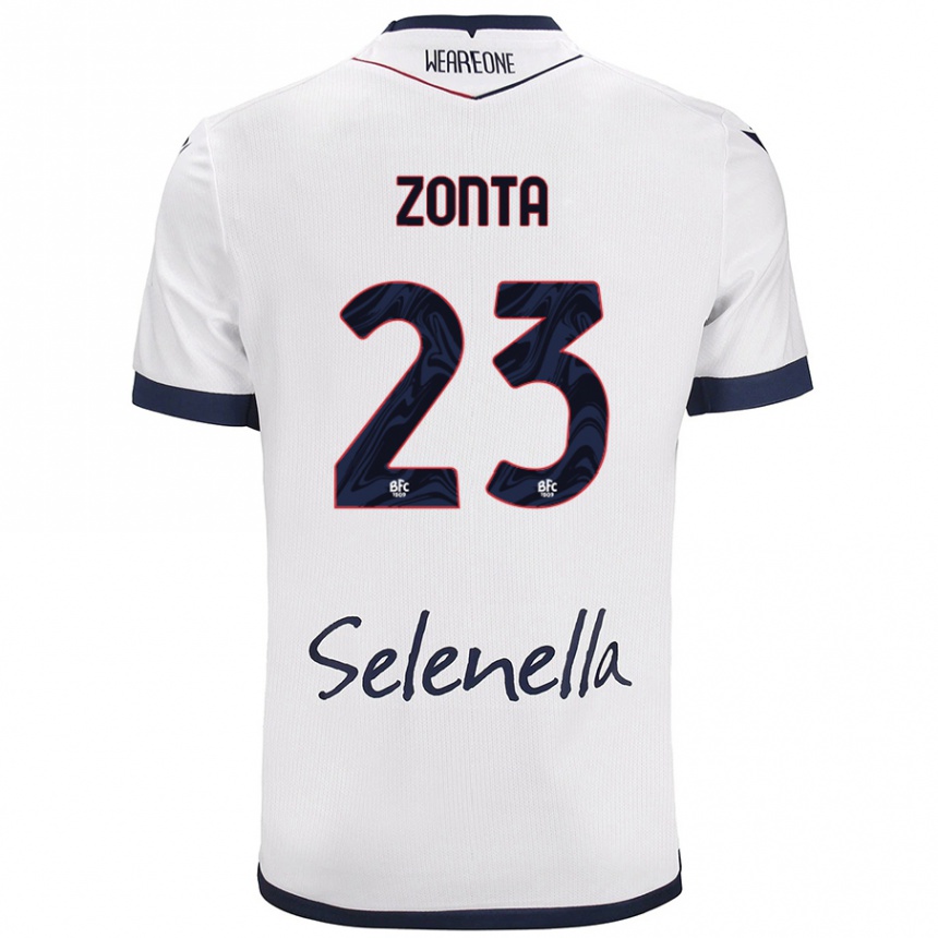 Enfant Football Maillot Alessandro Zonta #23 Blanc Bleu Royal Tenues Extérieur 2024/25 Canada