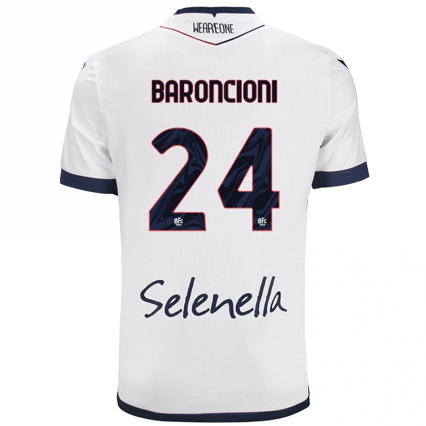 Enfant Football Maillot Davide Baroncioni #24 Blanc Bleu Royal Tenues Extérieur 2024/25 Canada