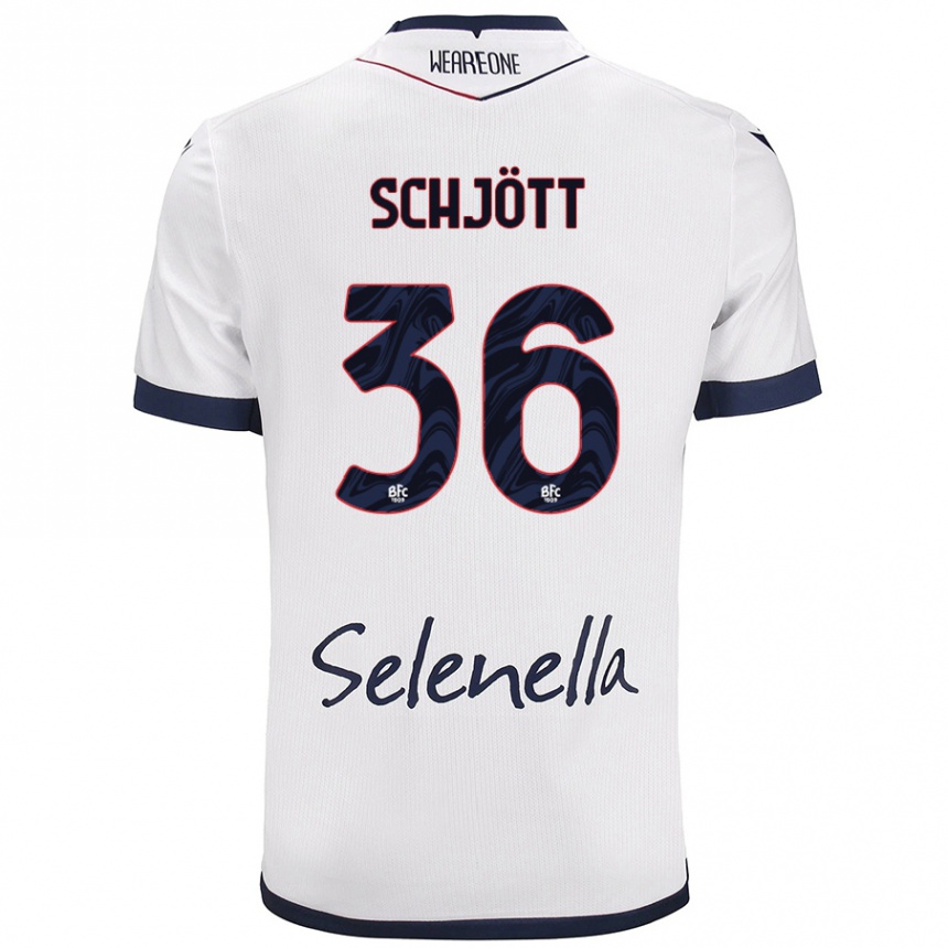 Enfant Football Maillot Gustav Schjött #36 Blanc Bleu Royal Tenues Extérieur 2024/25 Canada