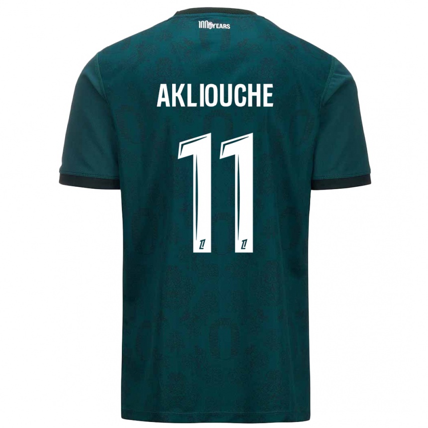 Kids Football Maghnes Akliouche #11 Dark Green Away Jersey 2024/25 T-Shirt Canada