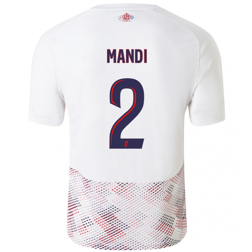 Kids Football Aïssa Mandi #2 White Royal Blue Away Jersey 2024/25 T-Shirt Canada