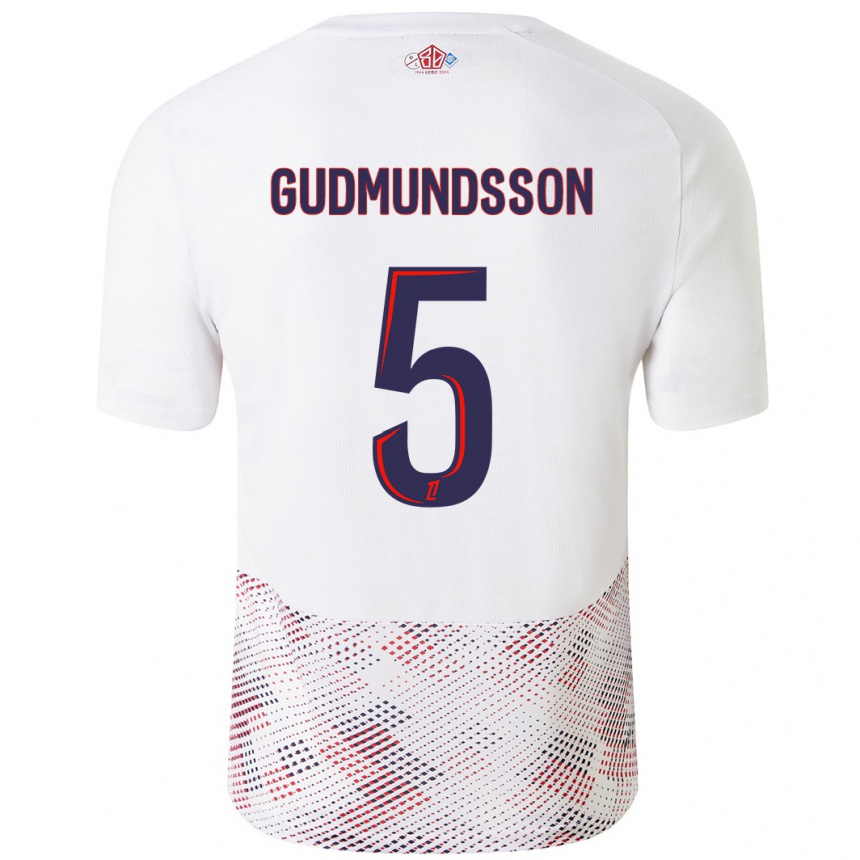 Enfant Football Maillot Gabriel Gudmundsson #5 Blanc Bleu Royal Tenues Extérieur 2024/25 Canada