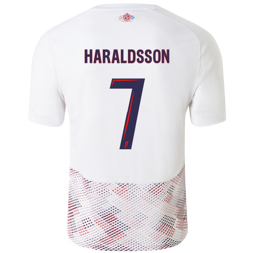 Kids Football Hákon Arnar Haraldsson #7 White Royal Blue Away Jersey 2024/25 T-Shirt Canada