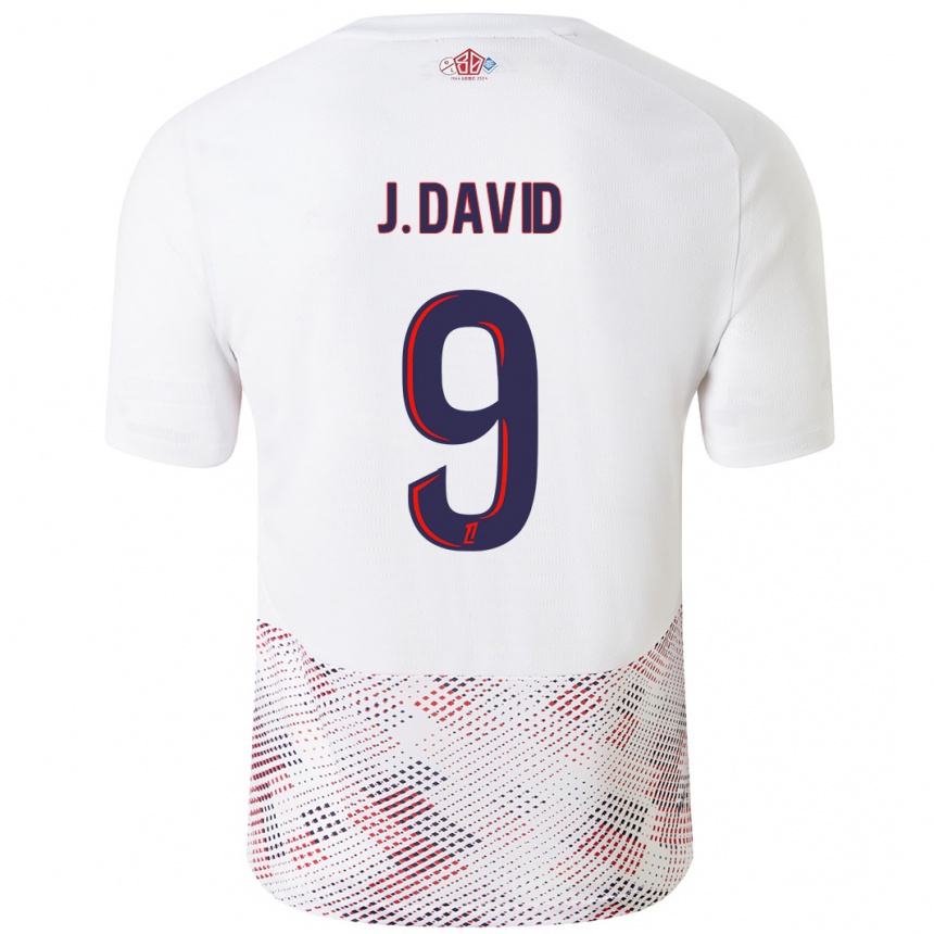 Enfant Football Maillot Jonathan David #9 Blanc Bleu Royal Tenues Extérieur 2024/25 Canada