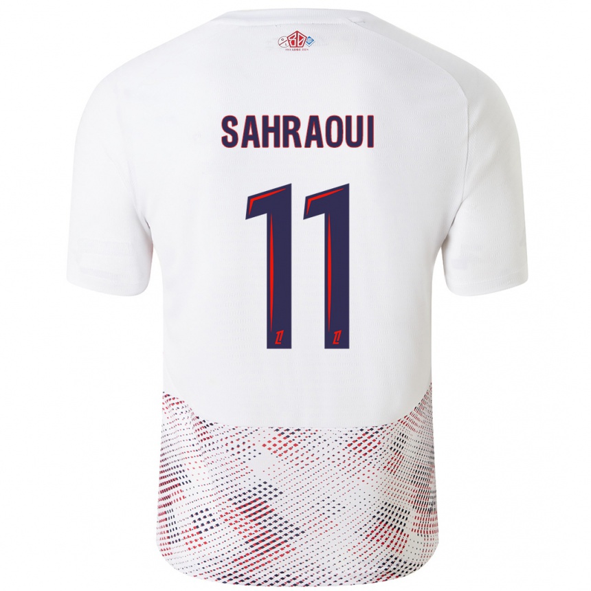 Kids Football Osame Sahraoui #11 White Royal Blue Away Jersey 2024/25 T-Shirt Canada