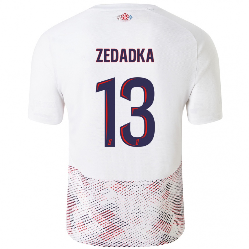 Enfant Football Maillot Akim Zedadka #13 Blanc Bleu Royal Tenues Extérieur 2024/25 Canada