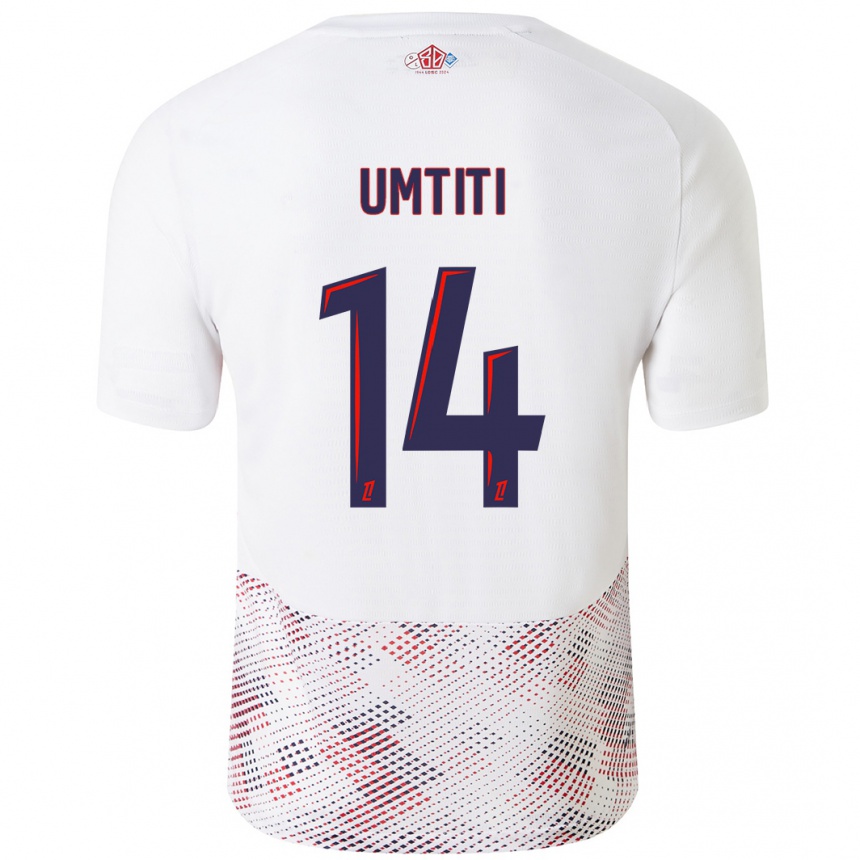 Enfant Football Maillot Samuel Umtiti #14 Blanc Bleu Royal Tenues Extérieur 2024/25 Canada