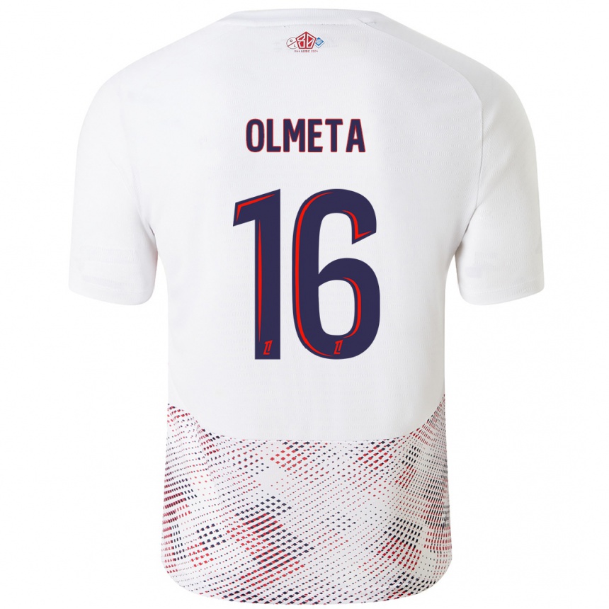 Kids Football Lisandru Olmeta #16 White Royal Blue Away Jersey 2024/25 T-Shirt Canada