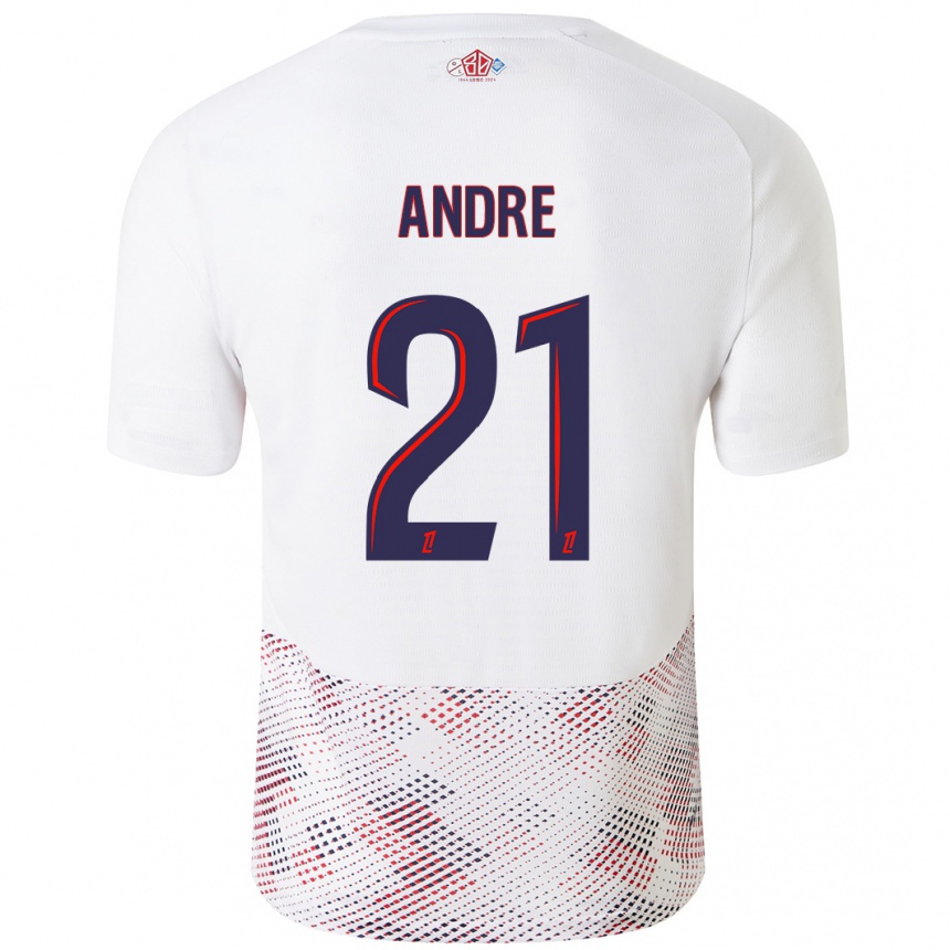 Kids Football Benjamin André #21 White Royal Blue Away Jersey 2024/25 T-Shirt Canada