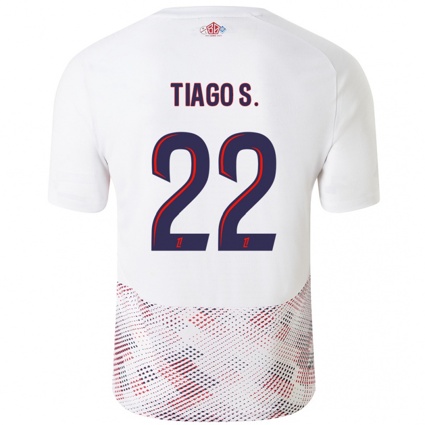 Enfant Football Maillot Tiago Santos #22 Blanc Bleu Royal Tenues Extérieur 2024/25 Canada