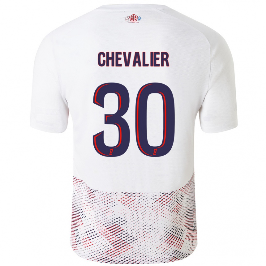 Enfant Football Maillot Lucas Chevalier #30 Blanc Bleu Royal Tenues Extérieur 2024/25 Canada