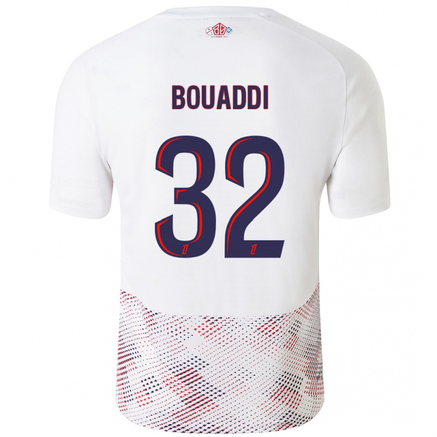 Kids Football Ayyoub Bouaddi #32 White Royal Blue Away Jersey 2024/25 T-Shirt Canada