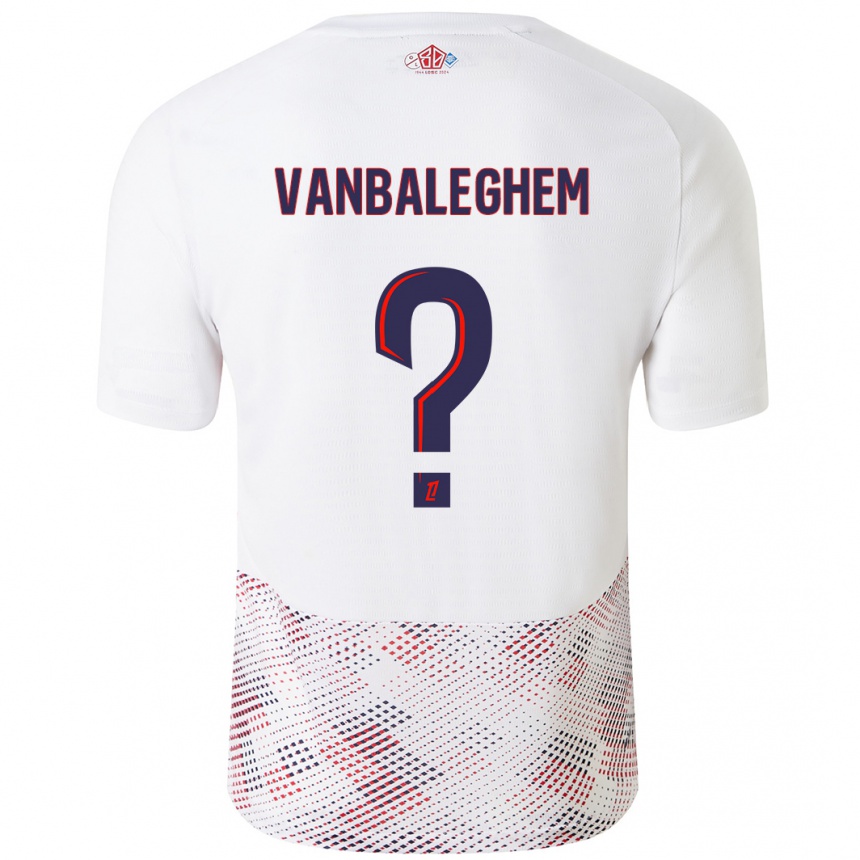 Kids Football Valentin Vanbaleghem #0 White Royal Blue Away Jersey 2024/25 T-Shirt Canada