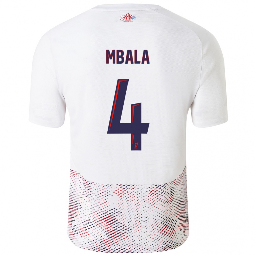 Kids Football Olivia Mbala #4 White Royal Blue Away Jersey 2024/25 T-Shirt Canada