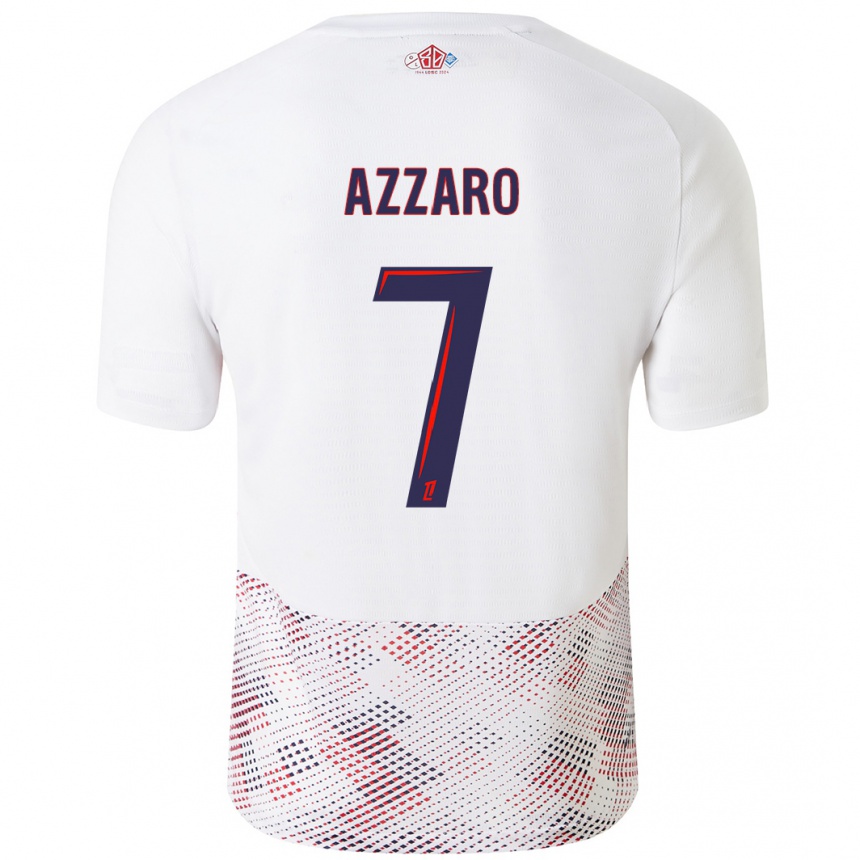 Kids Football Lorena Azzaro #7 White Royal Blue Away Jersey 2024/25 T-Shirt Canada