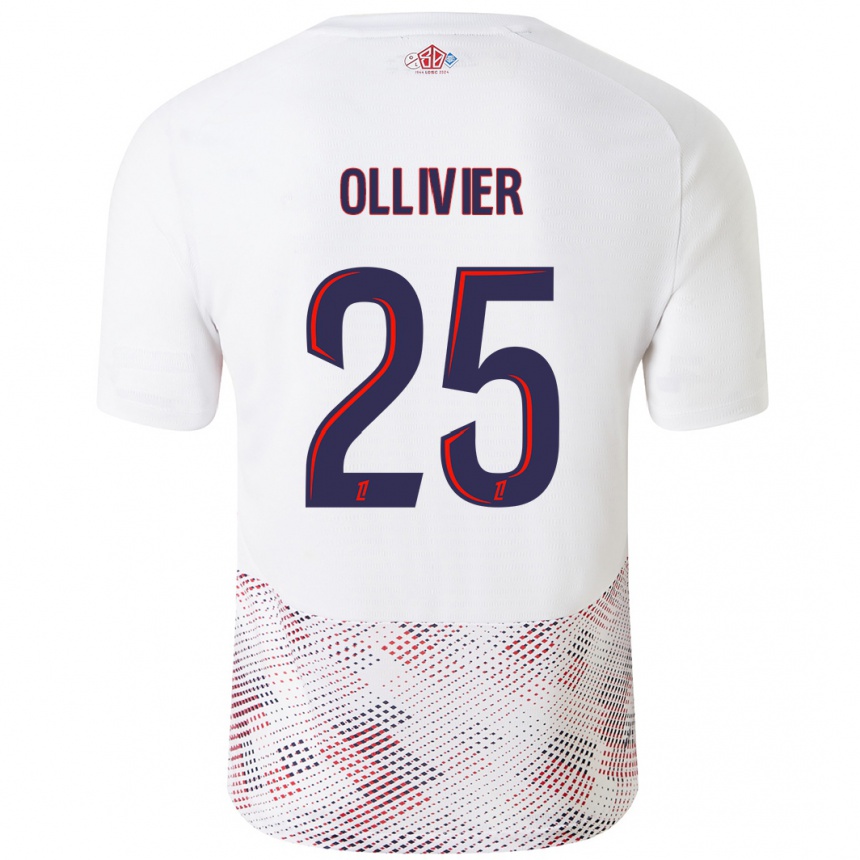 Kids Football Agathe Ollivier #25 White Royal Blue Away Jersey 2024/25 T-Shirt Canada