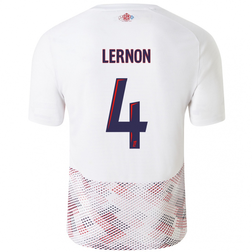 Enfant Football Maillot Jessica Lernon #4 Blanc Bleu Royal Tenues Extérieur 2024/25 Canada