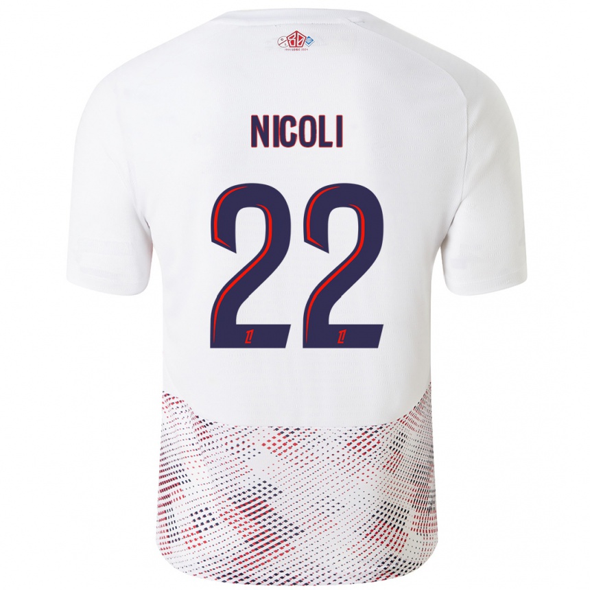 Kids Football Morgane Nicoli #22 White Royal Blue Away Jersey 2024/25 T-Shirt Canada