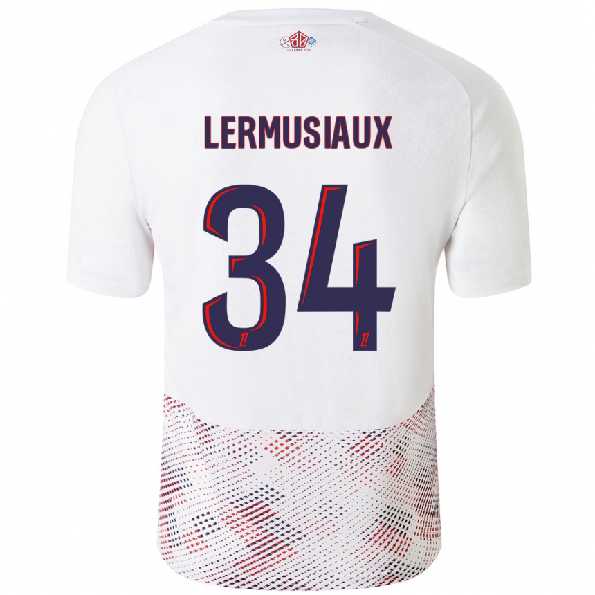 Enfant Football Maillot Chrystal Lermusiaux #34 Blanc Bleu Royal Tenues Extérieur 2024/25 Canada