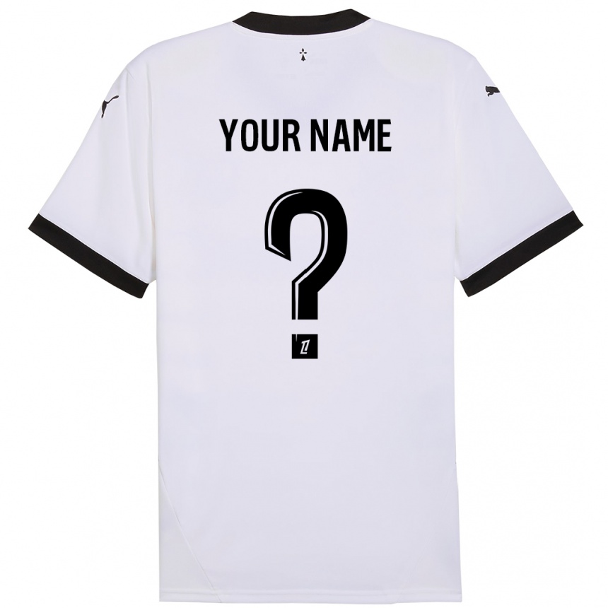 Enfant Football Maillot Votre Nom #0 Blanc Noir Tenues Extérieur 2024/25 Canada