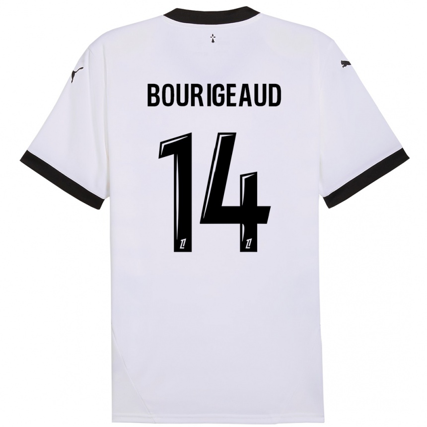 Enfant Football Maillot Benjamin Bourigeaud #14 Blanc Noir Tenues Extérieur 2024/25 Canada