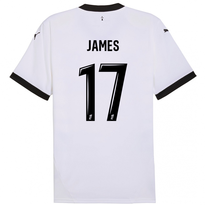 Kids Football Jordan James #17 White Black Away Jersey 2024/25 T-Shirt Canada