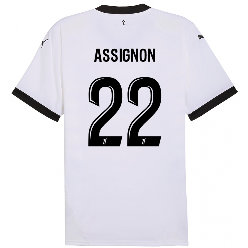 Kids Football Lorenz Assignon #22 White Black Away Jersey 2024/25 T-Shirt Canada