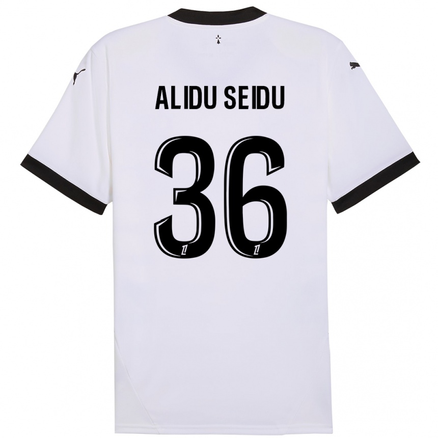 Kids Football Alidu Seidu #36 White Black Away Jersey 2024/25 T-Shirt Canada