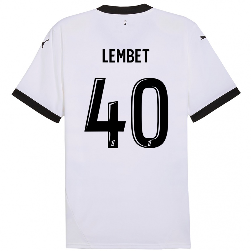 Enfant Football Maillot Geoffrey Lembet #40 Blanc Noir Tenues Extérieur 2024/25 Canada