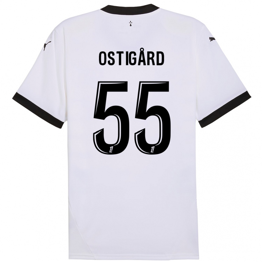 Enfant Football Maillot Leo Ostigard #55 Blanc Noir Tenues Extérieur 2024/25 Canada