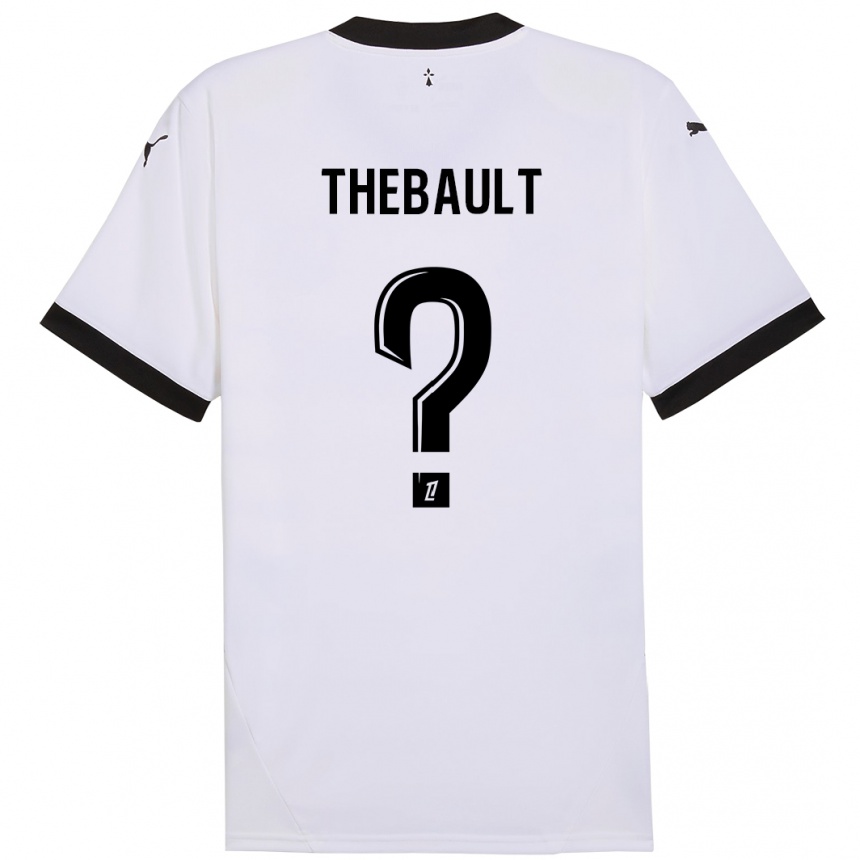 Kids Football Yaël Thébault #0 White Black Away Jersey 2024/25 T-Shirt Canada