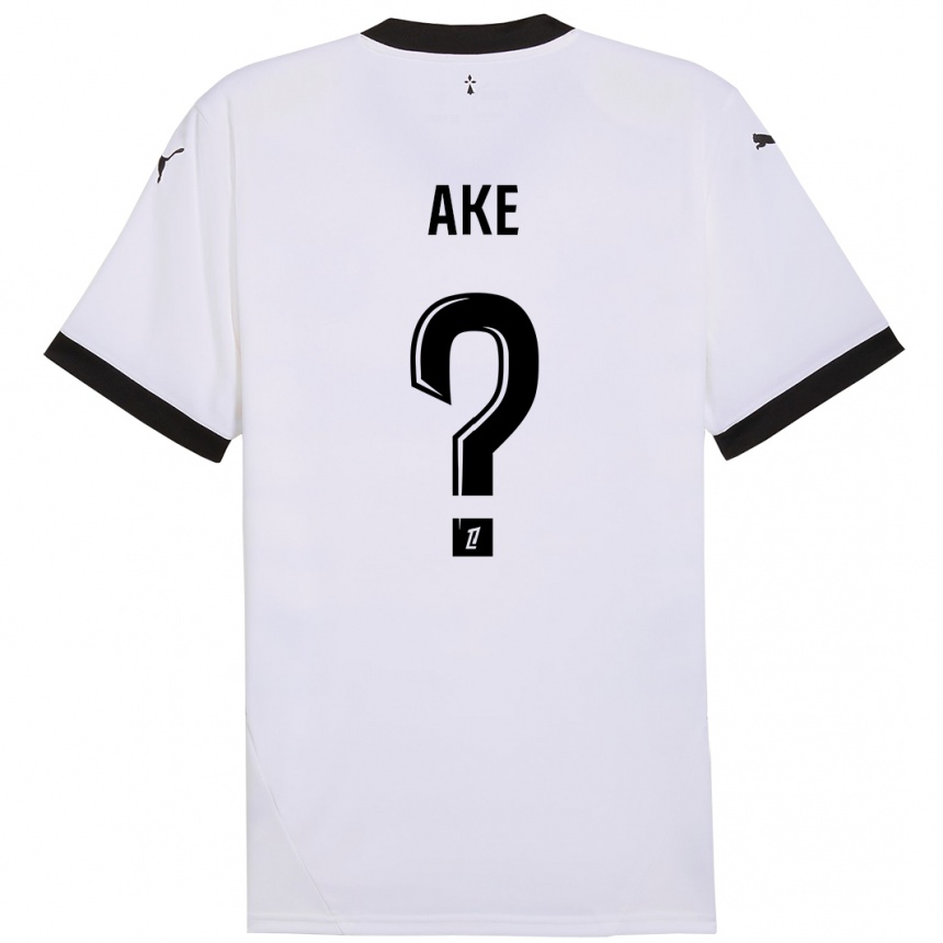 Kids Football Junior Ake #0 White Black Away Jersey 2024/25 T-Shirt Canada