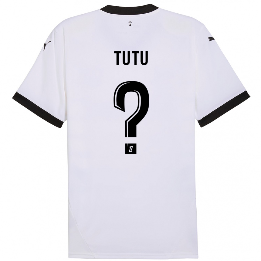 Kids Football Gabriel Tutu #0 White Black Away Jersey 2024/25 T-Shirt Canada