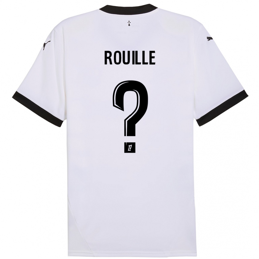 Kids Football Léo Rouillé #0 White Black Away Jersey 2024/25 T-Shirt Canada